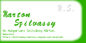 marton szilvassy business card